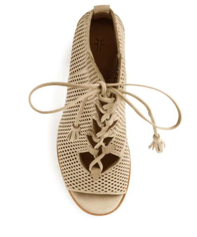 FRYE Gabby Perforated Ghillie Lace-Up Nubuck Sandals