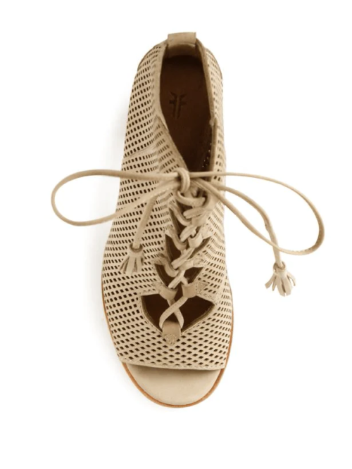 FRYE Gabby Perforated Ghillie Lace-Up Nubuck Sandals
