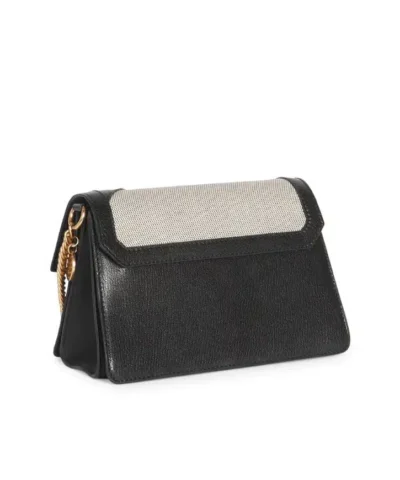 Givenchy GV3 Stripe Leather & Canvas Shoulder Bag. Black