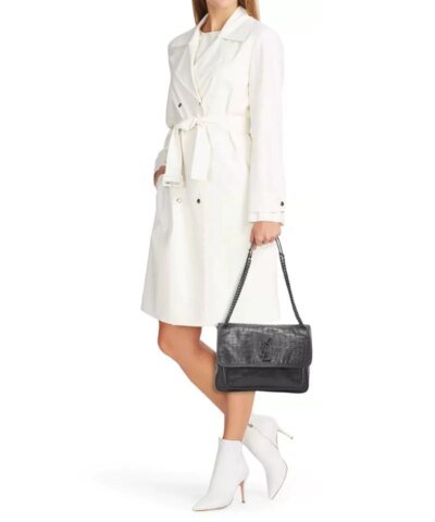 Saint Laurent Medium Niki Croc-Embossed Leather Shoulder Bag