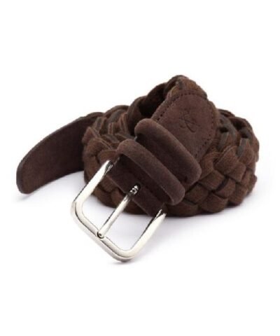 CANALI Braided Leather & Cotton Belt