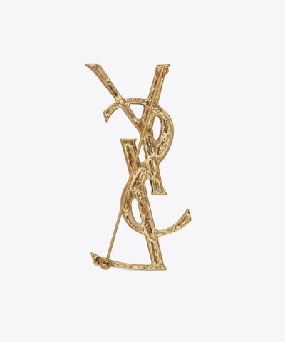 Saint Laurent Opyum YSL Crocodile Brooch Gold Brass