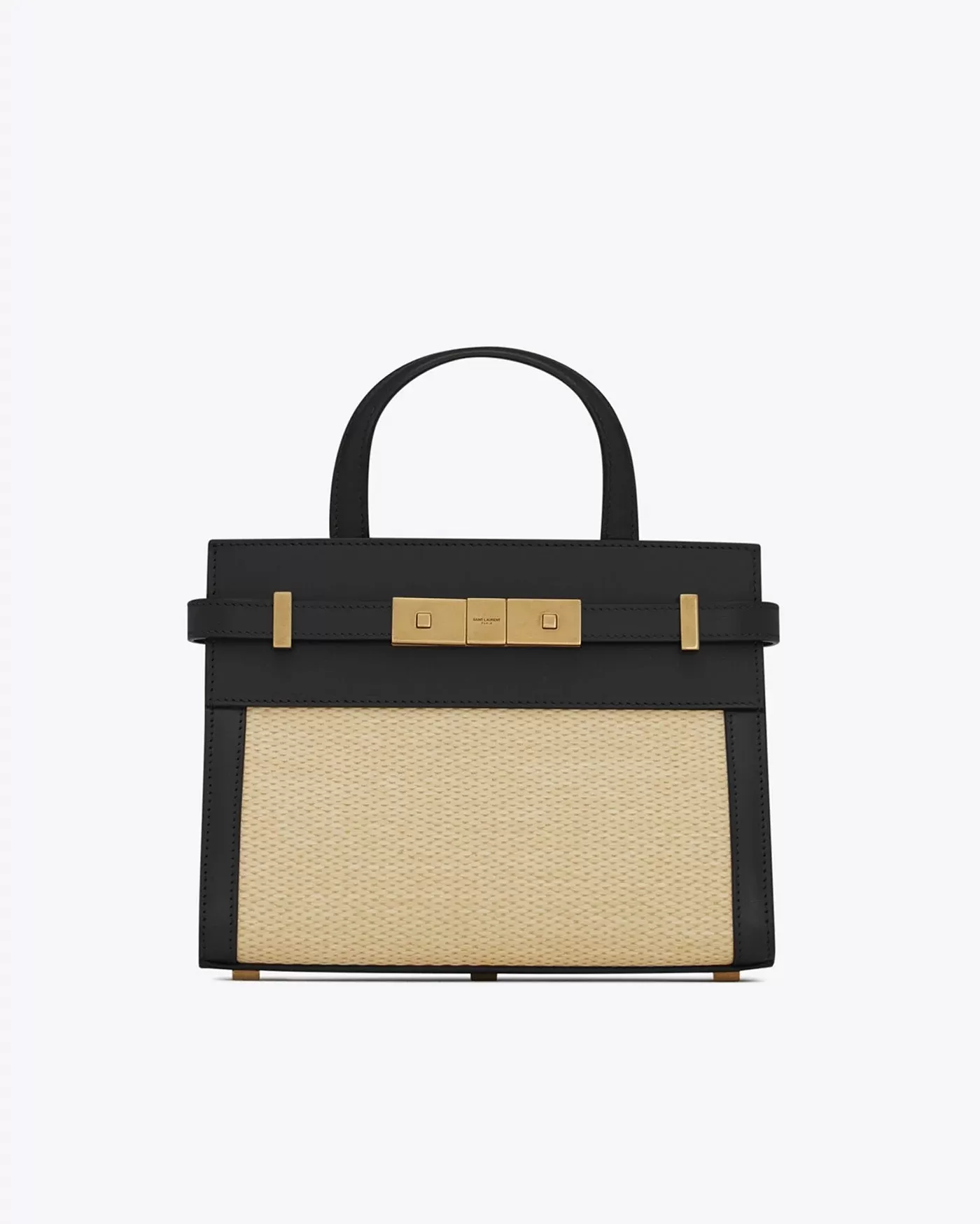 Saint Laurent Nano Manhattan Raffia & Leather Crossbody Bag