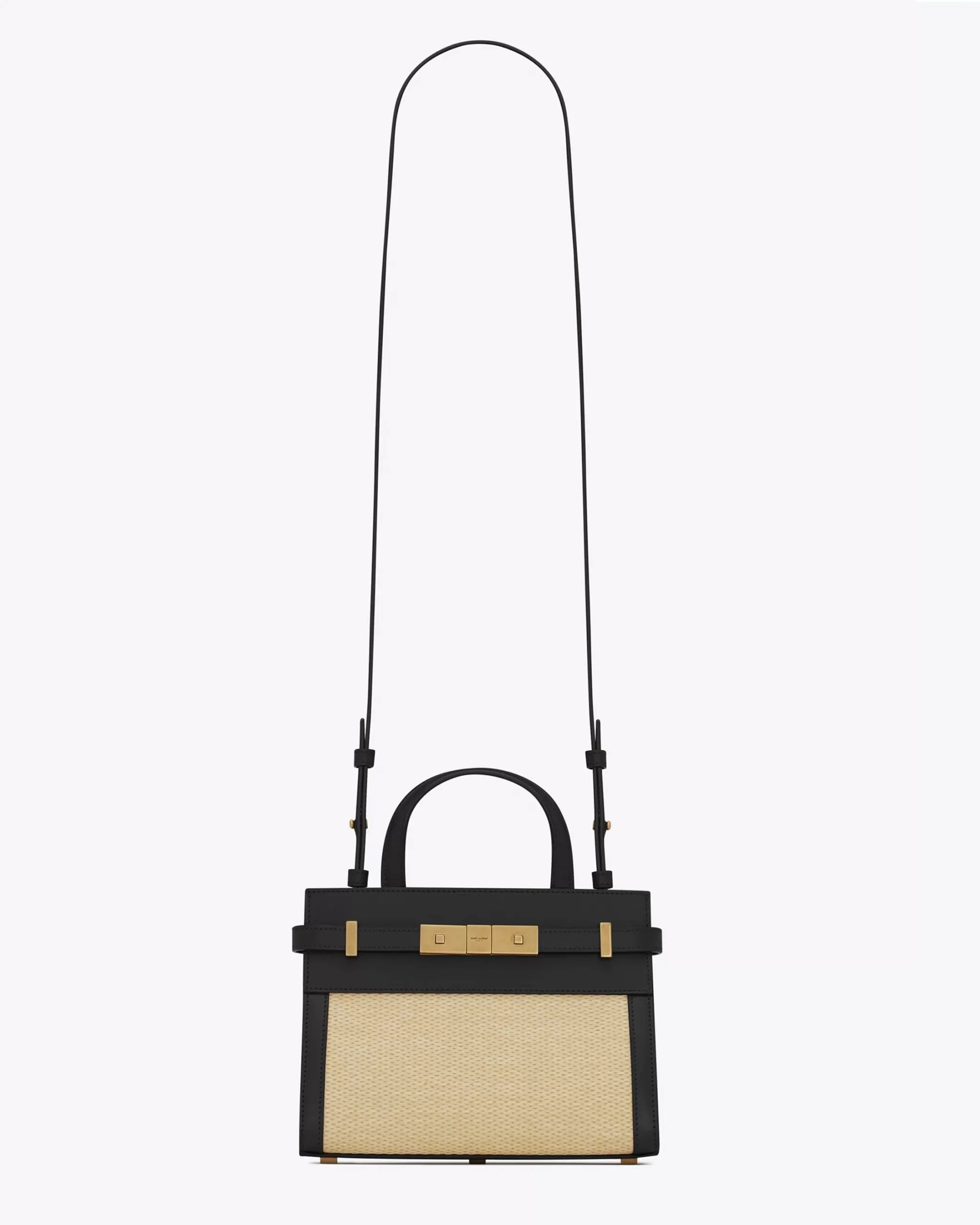 Saint Laurent Nano Manhattan Raffia & Leather Crossbody Bag