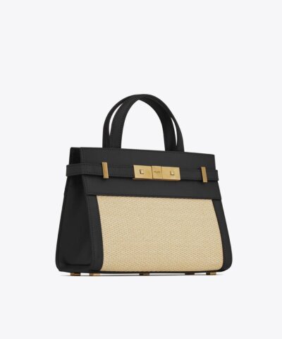 Saint Laurent Nano Manhattan Raffia & Leather Crossbody Bag