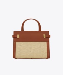 Saint Laurent Nano Manhattan Raffia & Leather Crossbody Bag