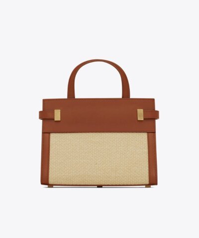 Saint Laurent Nano Manhattan Raffia & Leather Crossbody Bag