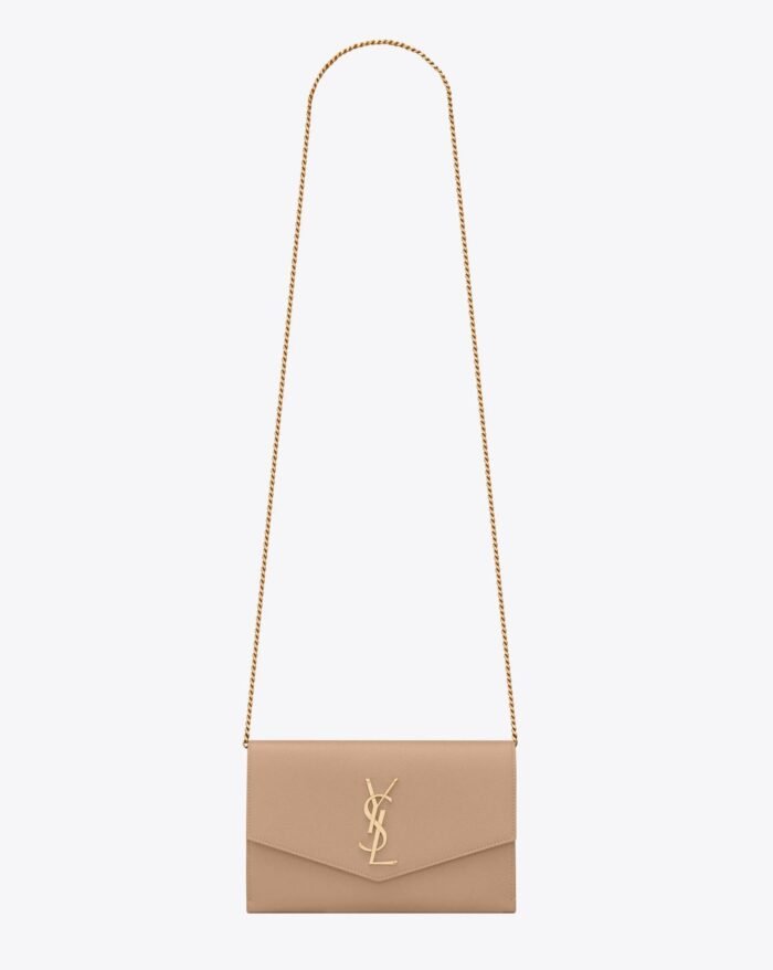 Saint Laurent Uptown YSL Monogram Grain de Poudre Wallet on Chain w/ Card Case
