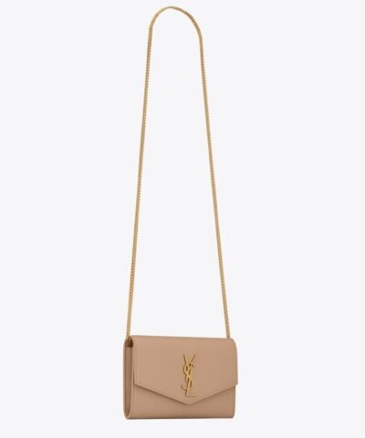 Saint Laurent Uptown YSL Monogram Grain de Poudre Wallet on Chain w/ Card Case