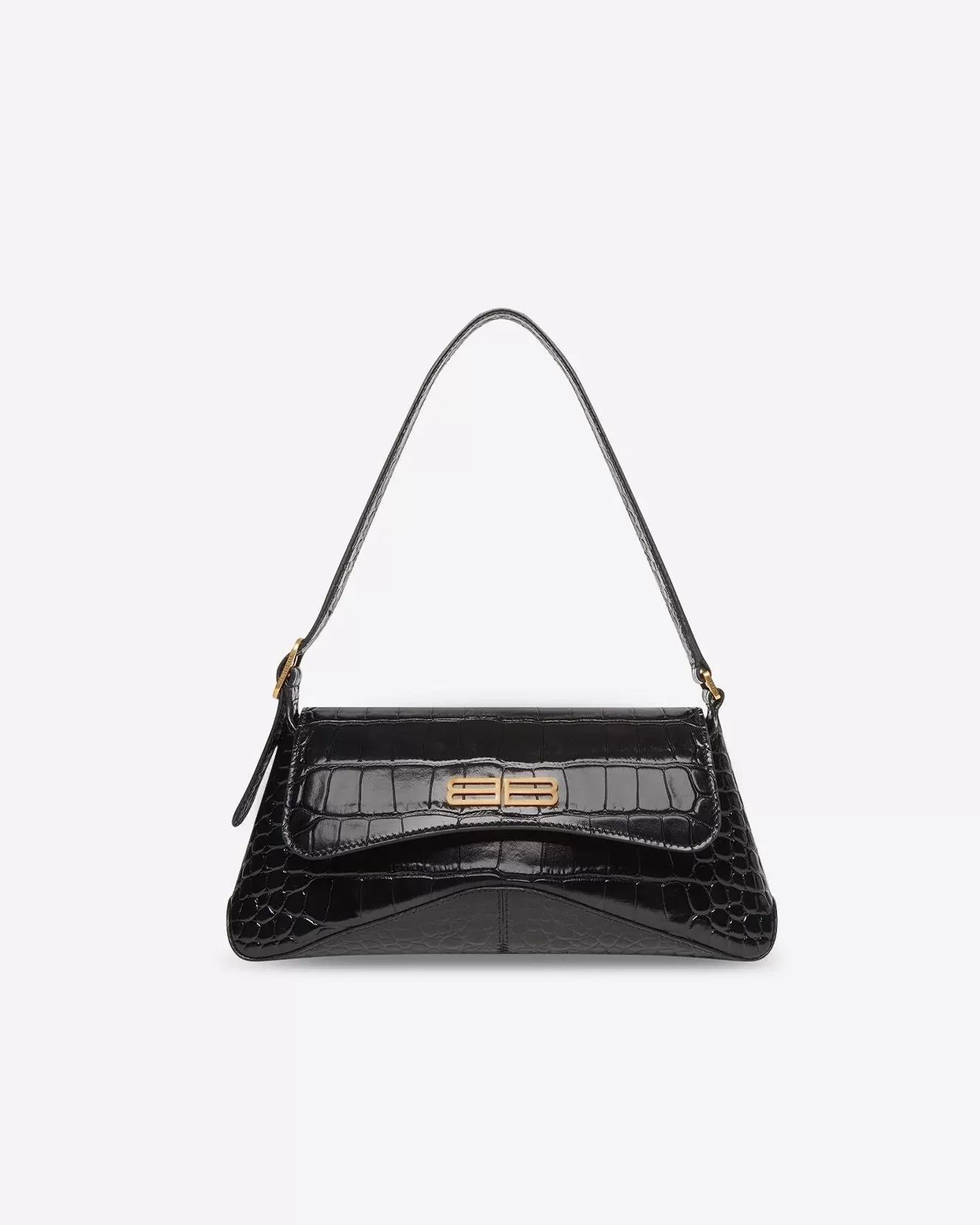 Balenciaga XX Small Flap Crocodile Embossed Shoulder Bag