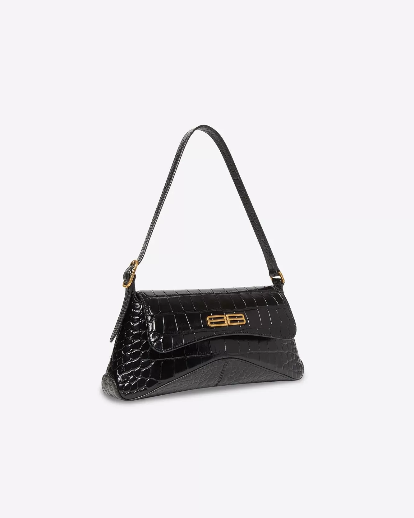 Balenciaga XX Small Flap Crocodile Embossed Shoulder Bag