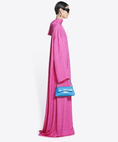 Balenciaga XX Small Flap Bag Crocodile Embossed in Blue