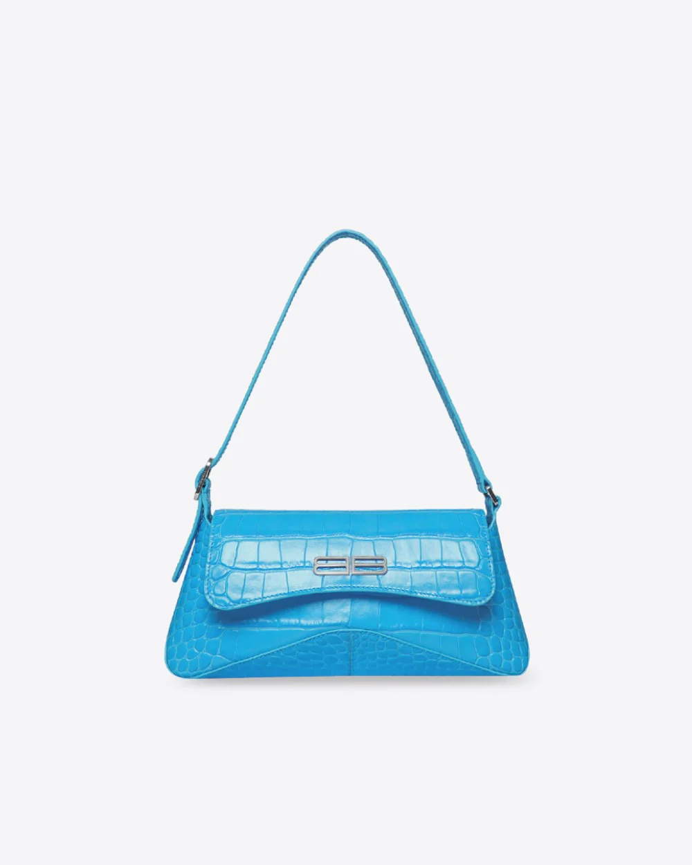 Balenciaga XX Small Flap Bag Crocodile Embossed in Blue