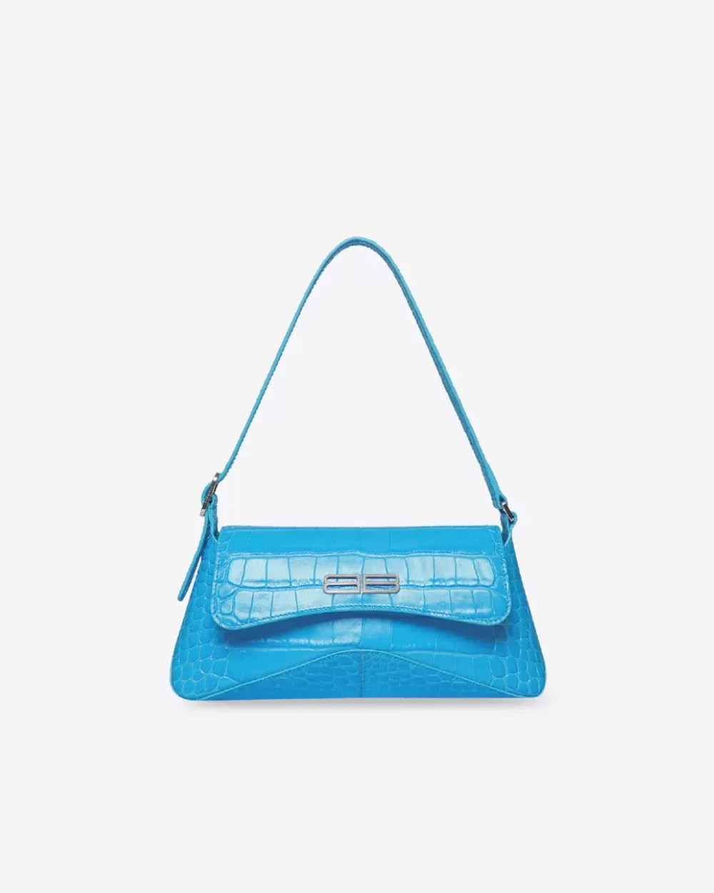 Balenciaga XX Small Flap Bag Crocodile Embossed in Blue