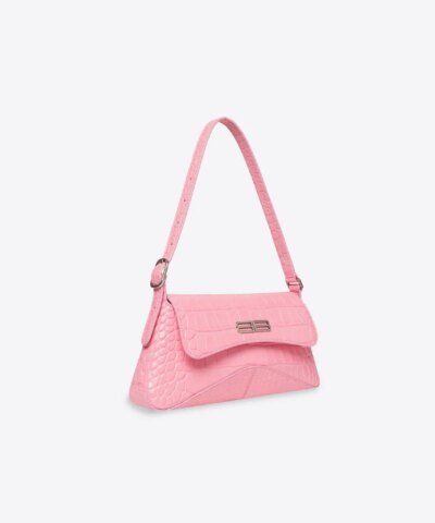 Balenciaga XX Small Flap Bag Crocodile Embossed in Pink