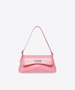 Balenciaga XX Small Flap Bag Crocodile Embossed in Pink