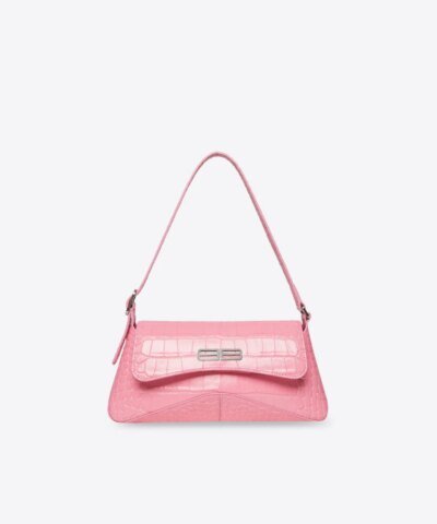 Balenciaga XX Small Flap Bag Crocodile Embossed in Pink