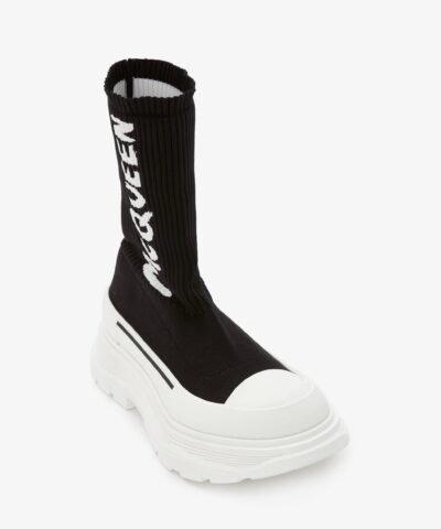 Alexander Mcqueen Graffiti Knit Tread Slick Boot