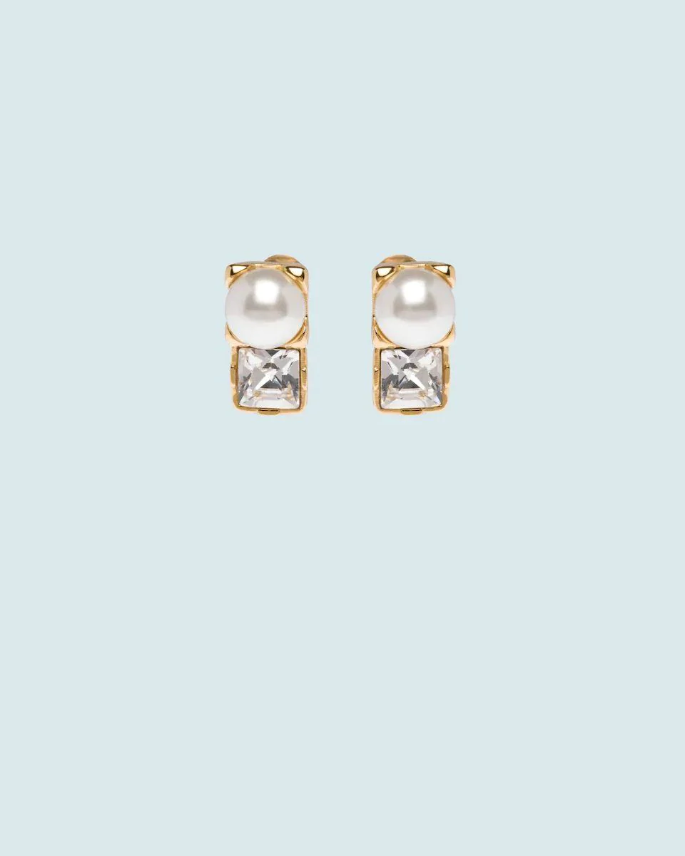 Miu Miu Crystal And Pearl Earrings
