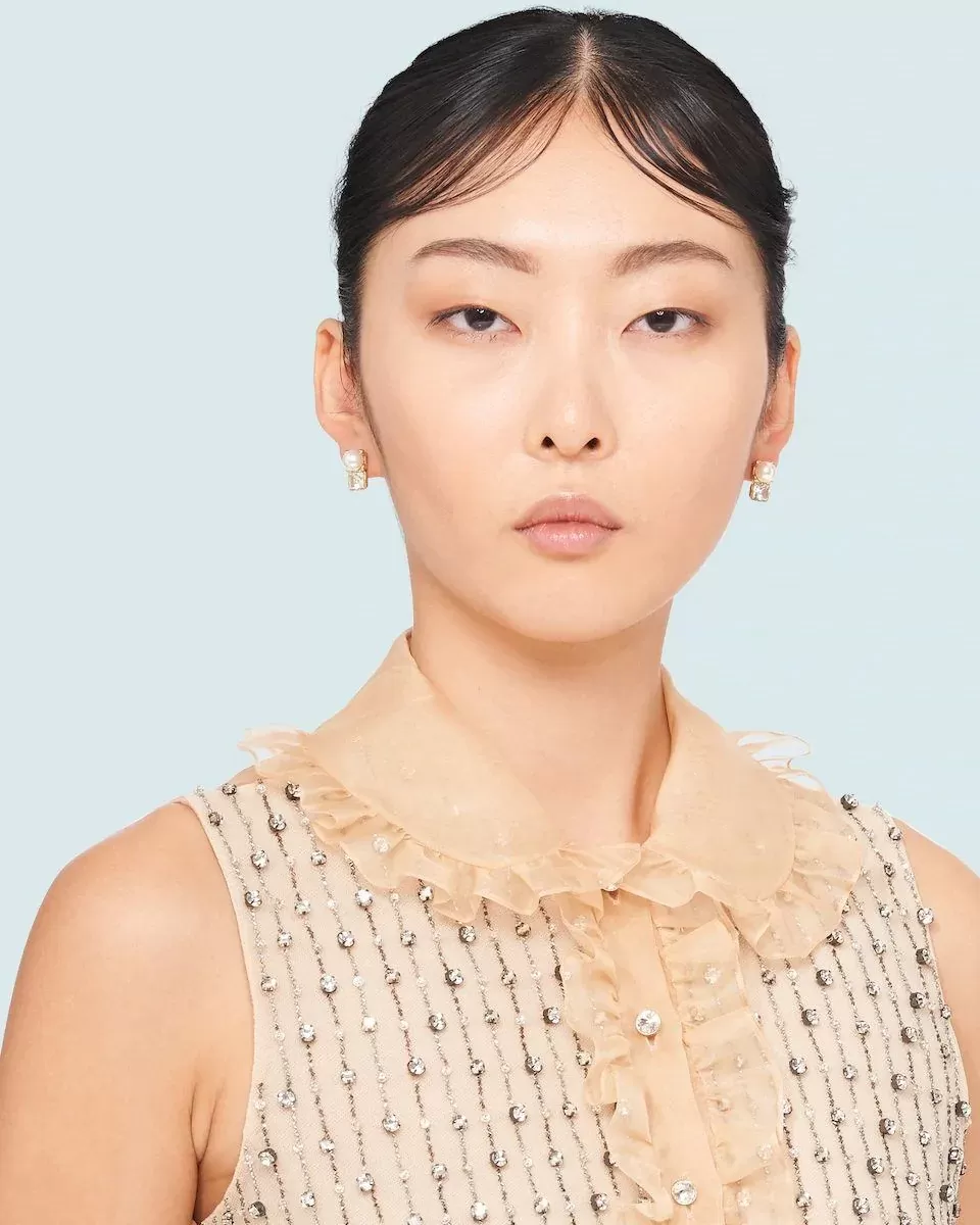 Miu Miu Crystal And Pearl Earrings