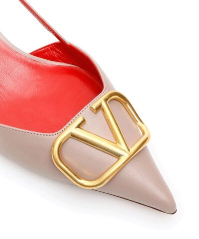 Valentino Garavani Go Logo Slingback Kitten-Heel Pumps. Black