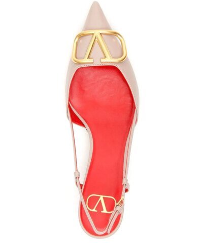 Valentino Garavani Go Logo Slingback Kitten-Heel Pumps. Black