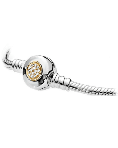 Steffe Sterling Silver & Cubic Zirconia 14k Gold Pave Setting Charm Bracelet