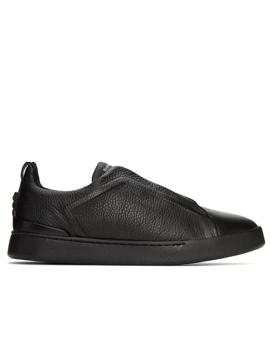 Ermenegildo Zegna Black Triple Stitch Sneakers