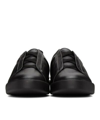 Ermenegildo Zegna Black Triple Stitch Sneakers