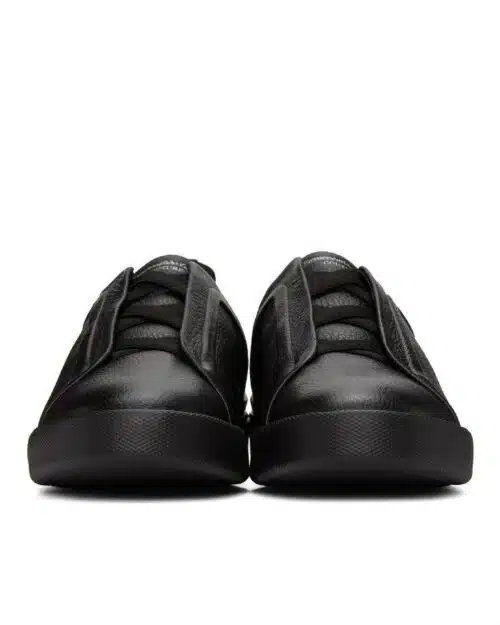 Ermenegildo Zegna Black Triple Stitch Sneakers