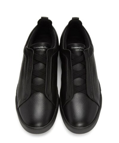 Ermenegildo Zegna Black Triple Stitch Sneakers