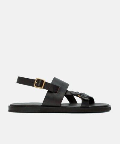Ermenegildo Zegna Men's Black Calfskin Sandals