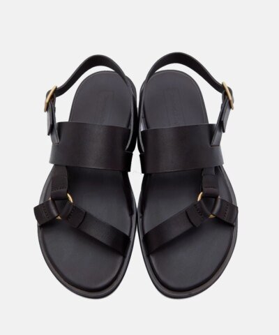 Ermenegildo Zegna Men's Black Calfskin Sandals