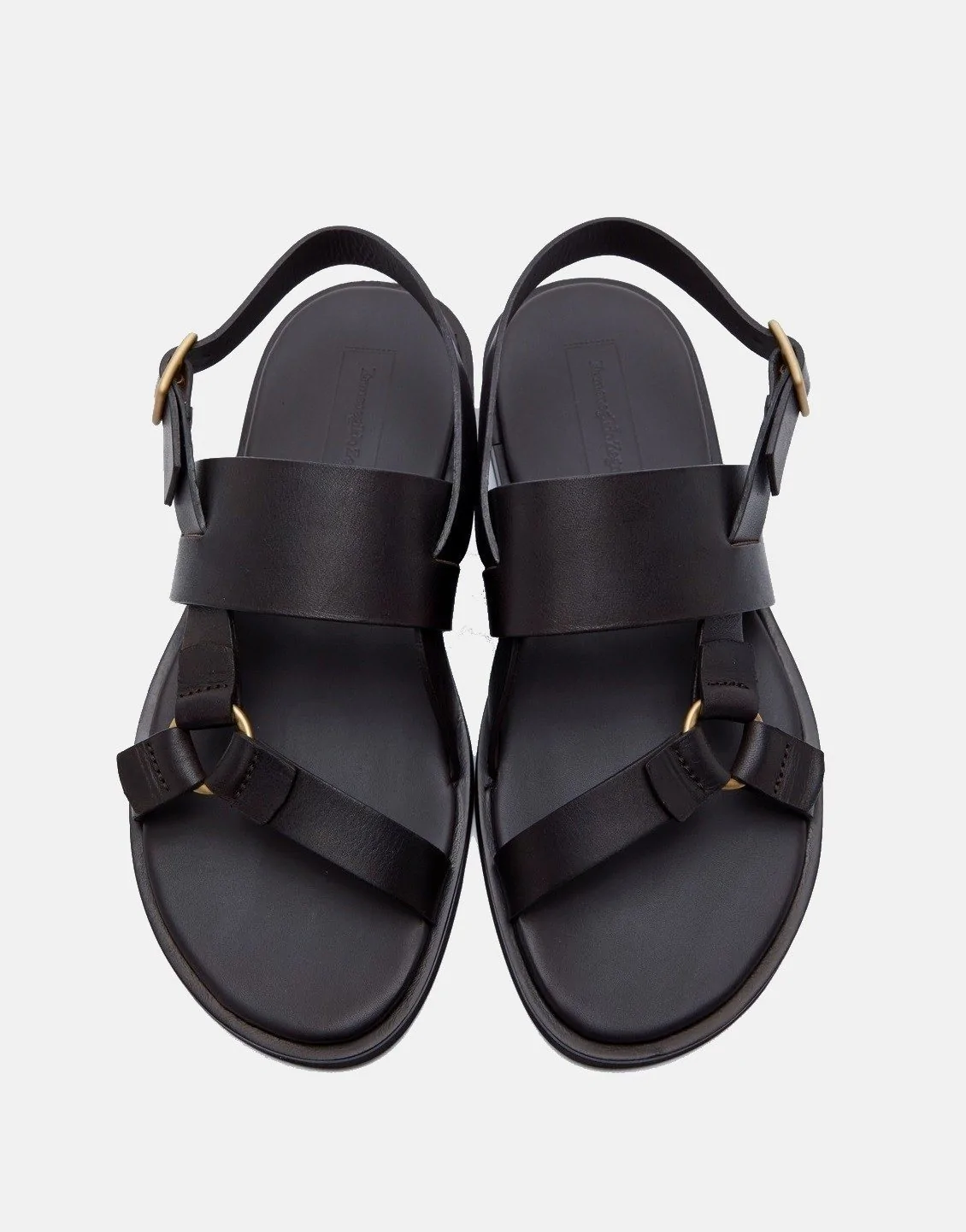 Ermenegildo Zegna Men's Black Calfskin Sandals