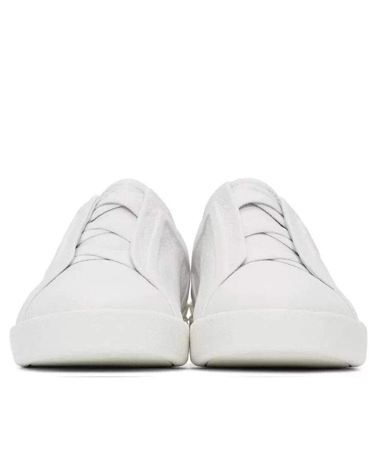 Ermenegildo Zegna White Triple Stitch Sneakers