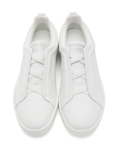 Ermenegildo Zegna White Triple Stitch Sneakers