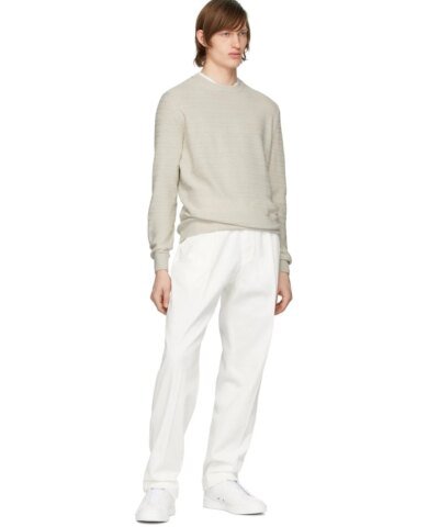 Ermenegildo Zegna White Triple Stitch Sneakers