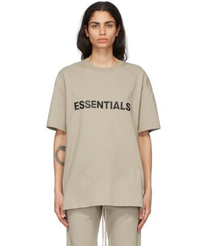 Essentials Boxy T-Shirt Applique Logo Olive/Khaki