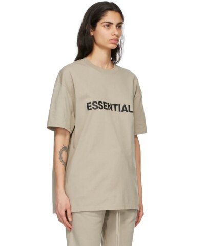 Essentials Boxy T-Shirt Applique Logo Olive/Khaki