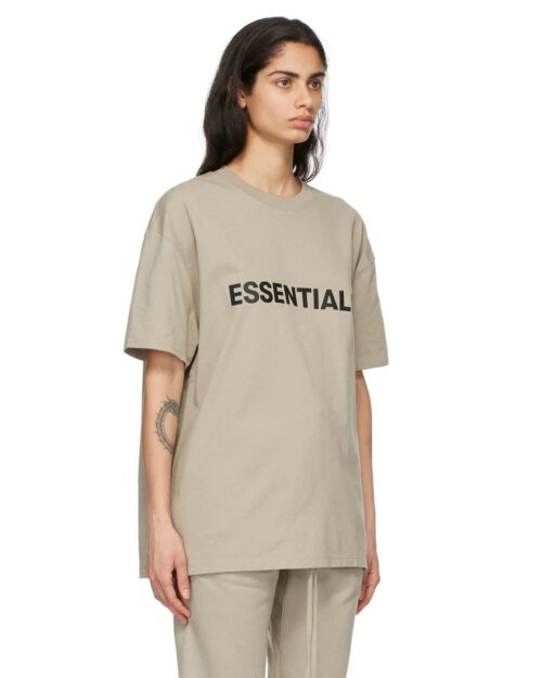 Essentials Boxy T-Shirt Applique Logo Olive/Khaki