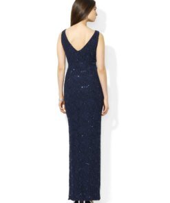 Lauren Ralph Lauren Sleeveless Sequined Lace Gown-LAUREN RALPH LAUREN-Fashionbarn shop