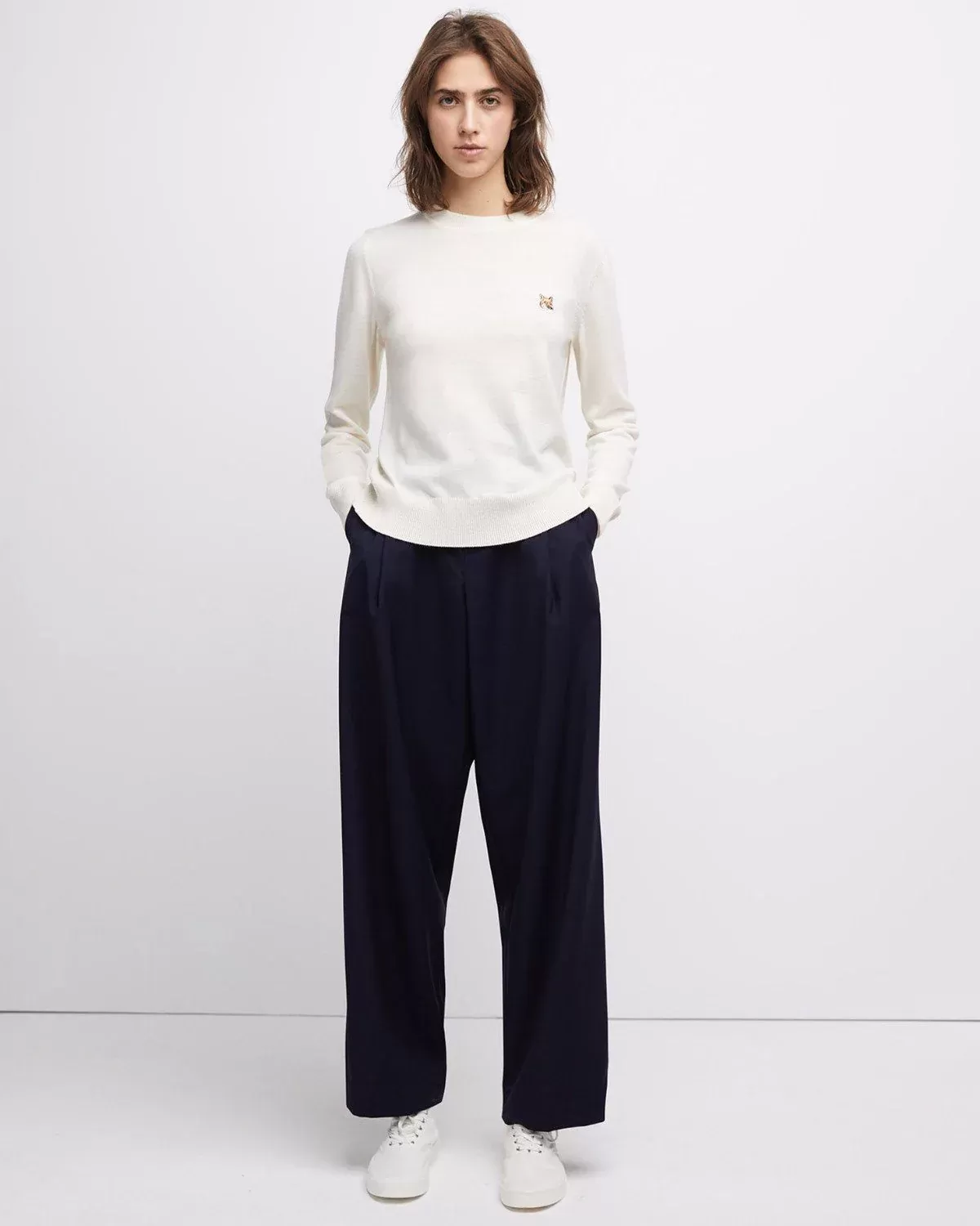 Maison Kitsuné Merinos R-Neck Pullover Fox Head Patch