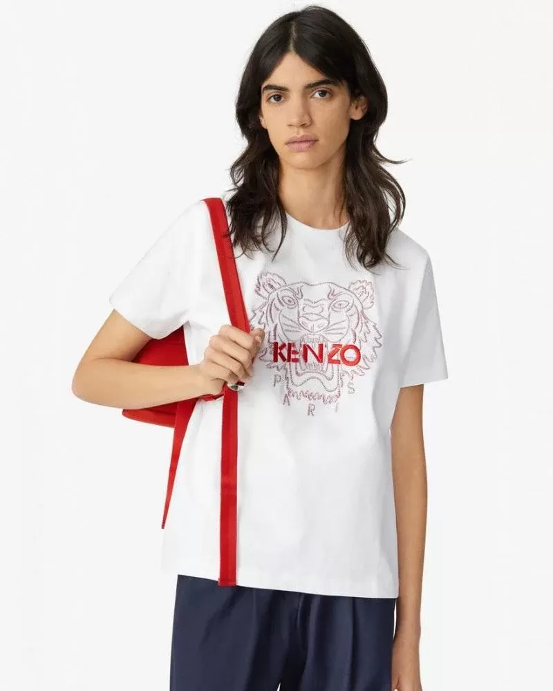 Kenzo Embroidered Tiger Loose T-Shirt, White