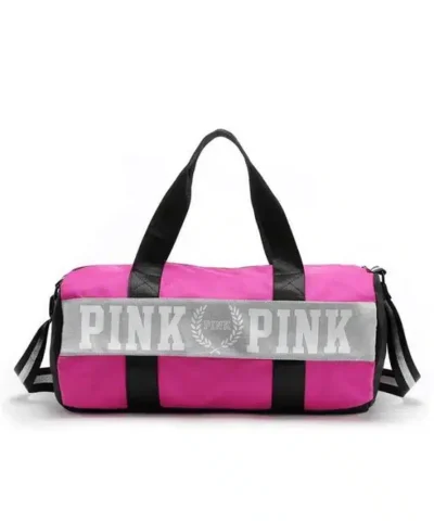 Pink Large Nylon Weekender Duffel Bag