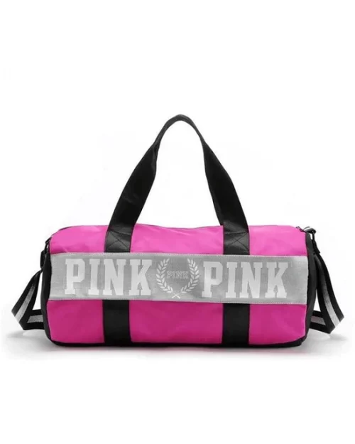 Pink Large Nylon Weekender Duffel Bag