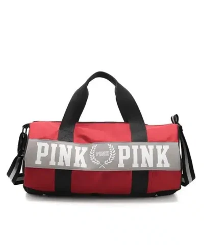 Pink Large Nylon Weekender Duffel Bag