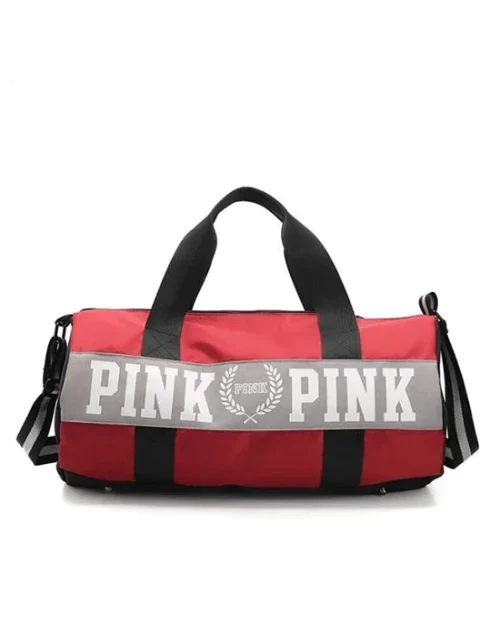 Pink Large Nylon Weekender Duffel Bag