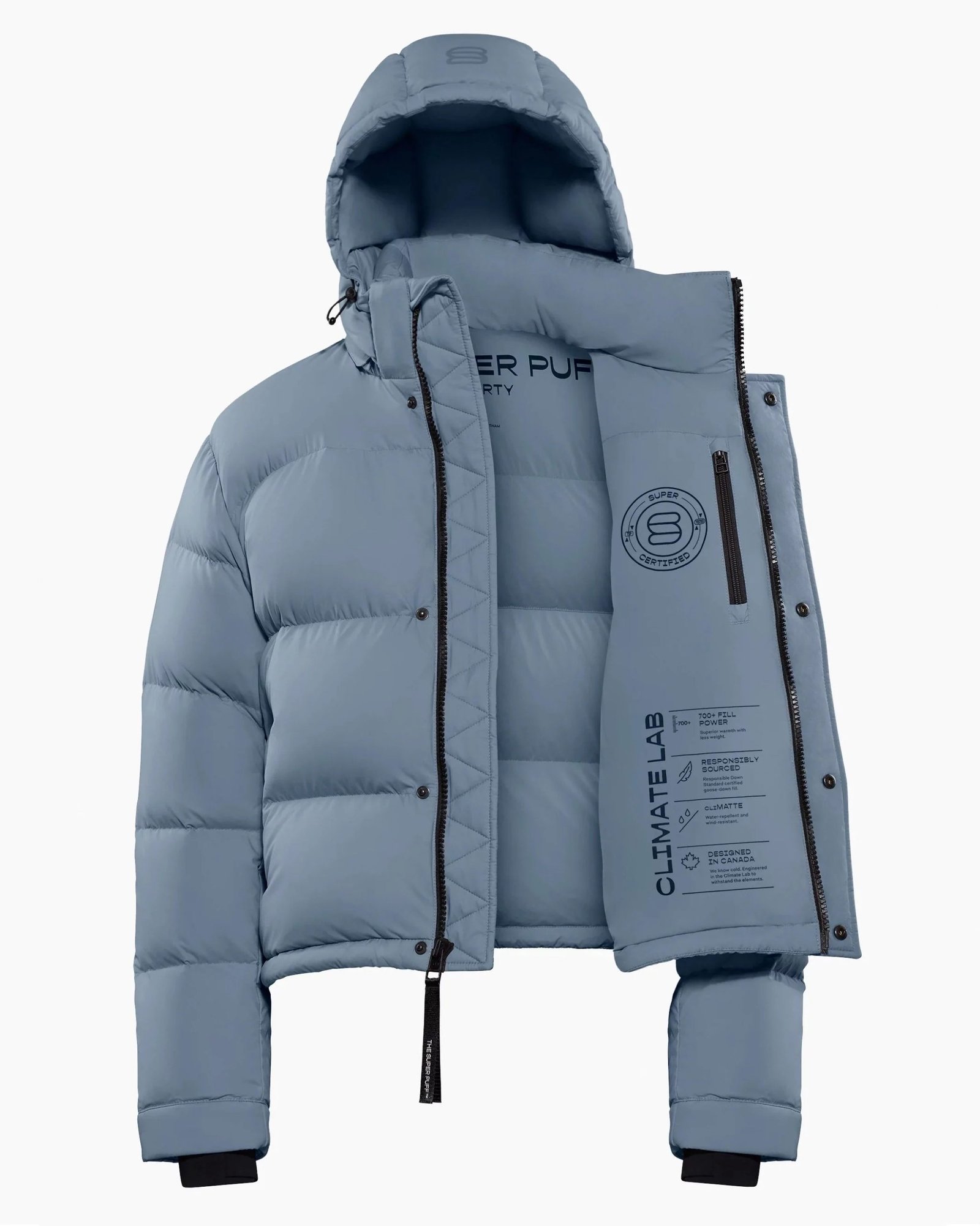 Aritzia The Super Puff™ Blue Shorty Cropped Goose-Down Puffer Jacket