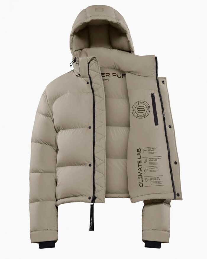 Aritzia The Super Puff™ Taupe Shorty Cropped Goose-Down Puffer Jacket