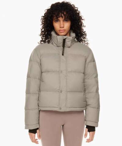 Aritzia The Super Puff™ Taupe Shorty Cropped Goose-Down Puffer Jacket